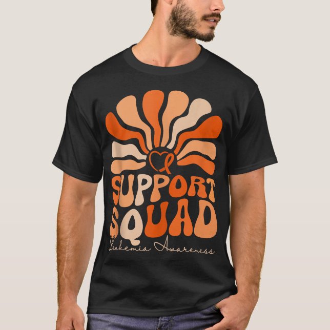 Groovy Support Squad Orange Ribbon Leukaemia Cance T-Shirt (Front)