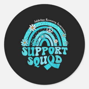 Groovy Support Squad Rainbow Addiction Recovery Aw Classic Round Sticker