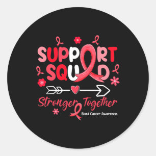 Groovy Support Squad Red Ribbon Blood Cancer Aware Classic Round Sticker