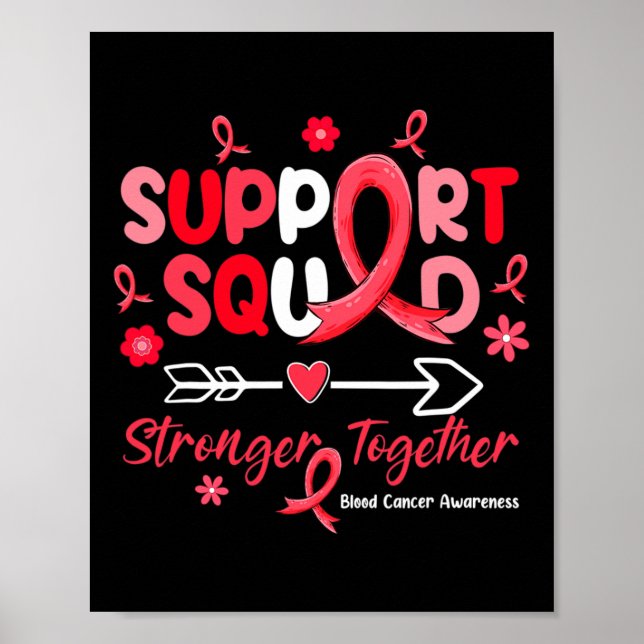Groovy Support Squad Red Ribbon Blood Cancer Aware Poster (Front)