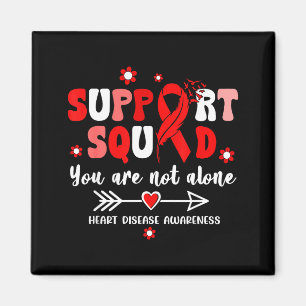 Groovy Support Squad Red Ribbon Heart Disease Awar Magnet