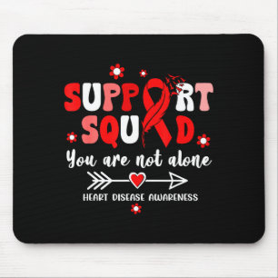 Groovy Support Squad Red Ribbon Heart Disease Awar Mouse Pad