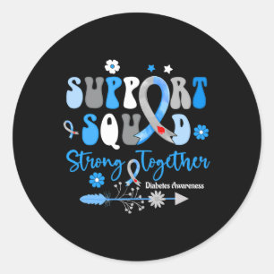Groovy Support Squad Ribbon T1D Diabetes Awareness Classic Round Sticker