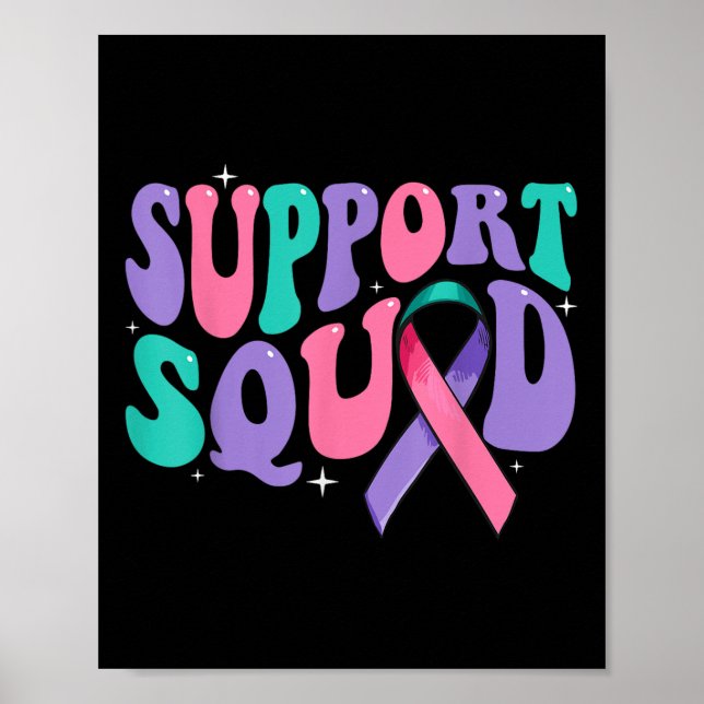 Groovy Support Squad Thyroid Cancer Awareness Frie Poster (Front)
