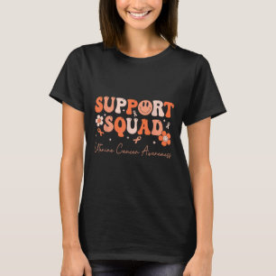Groovy Support Squad Uterine Cancer Awareness Peac T-Shirt