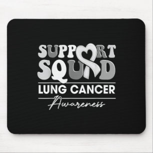 Groovy Support Squad White Ribbon Lung Cancer Awar Mouse Pad
