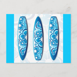 Groovy Surfboard with a flower design Postcard