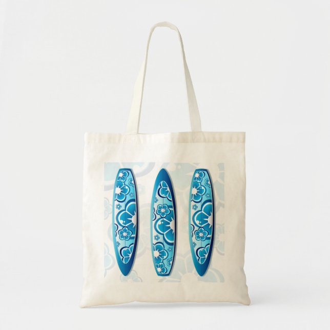 Groovy Surfboard with a flower design Tote Bag (Front)