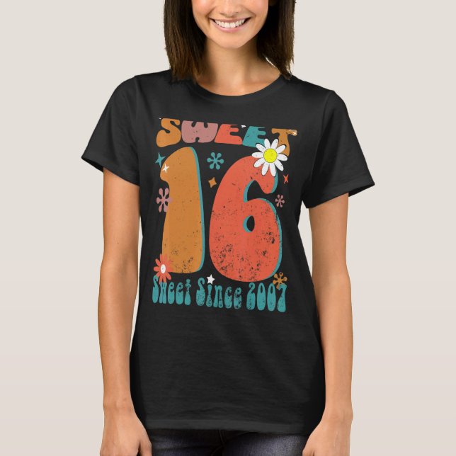 Groovy Sweet 16 Birthday Girl Sixteen Sixteenth Bo T-Shirt (Front)