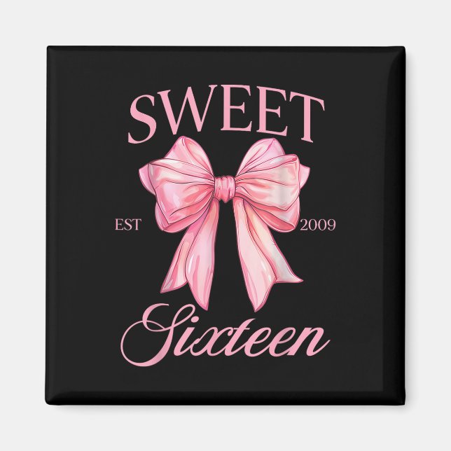 Groovy Sweet 16th Birthday Girl Coquette Bow 16 Ye Magnet (Front)