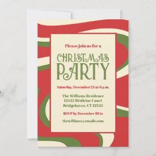 Groovy Swirl Retro Christmas Party Invitation