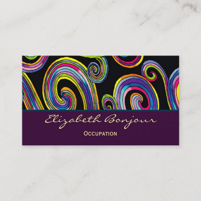 Groovy Swirls - CHANGE COLOR Business Card (Front)