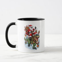 Groovy T-Rex Santa Claus Christmas Mug