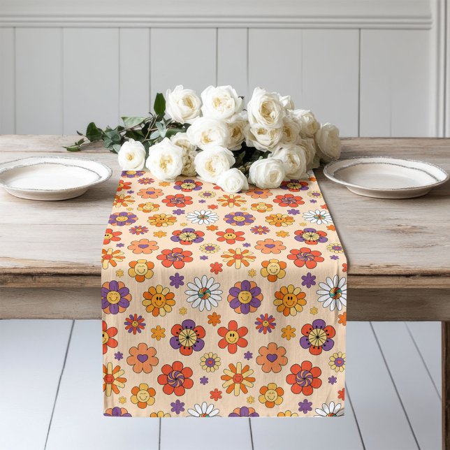Groovy Table Runner 70s Pastel Colourful Vibes (Groovy Table Runner 70s Pastel Colorful Vibes)