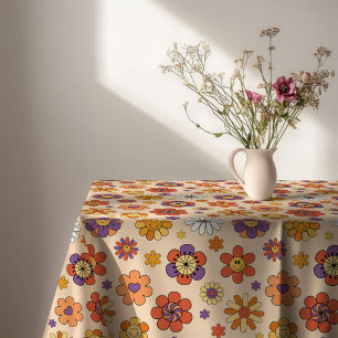 Groovy Tablecloth 70s Pastel Colorful Dining Vibe