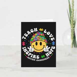 Groovy Teach Hope Love Inspire Teacher Autism Awar Card