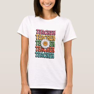 Groovy Teacher Cute Daisy Flower Retro Back School T-Shirt