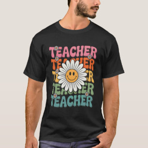 Groovy Teacher Cute Daisy Flower Retro Back to Sch T-Shirt