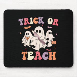 Groovy Teacher Halloween Retro Trick Or Teach Flor Mouse Pad