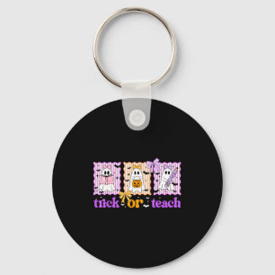Groovy teacher halloween trick or teach ghost men key ring