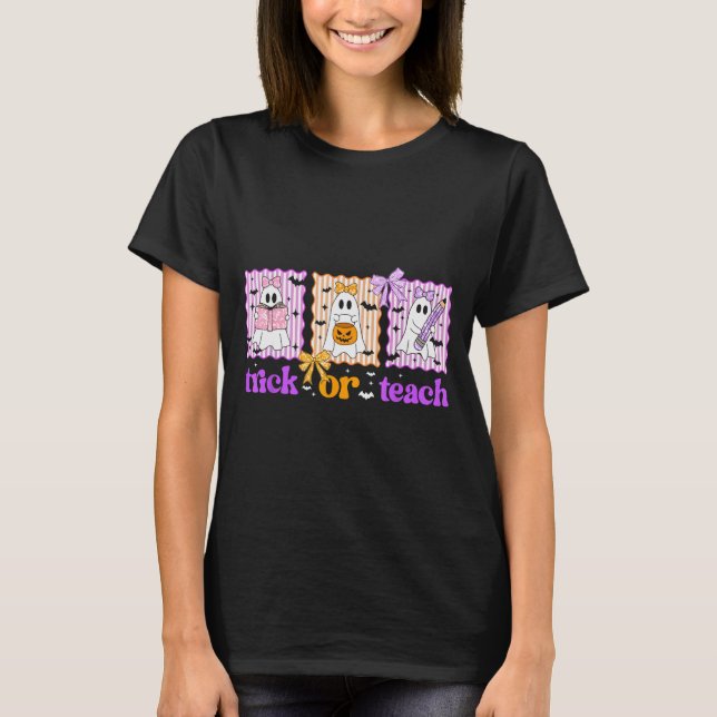 Groovy Teacher Halloween Trick Or Teach Ghost Men  T-Shirt (Front)