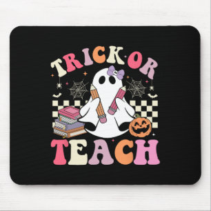 Groovy Teacher Halloween Trick Or Teach Retro Cute Mouse Pad