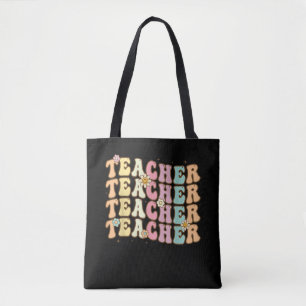 Groovy Teacher Inspirational Colourful Back School Tote Bag