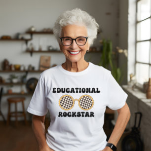 Groovy teacher retro font sunglasses Rockstar T-Shirt