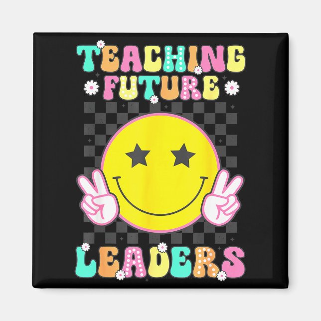 Groovy Teacher Retro Teaching Future Leaders Back Magnet (Front)