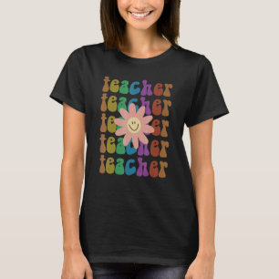 Groovy TEACHER Smile I Teach School Elementary Squ T-Shirt