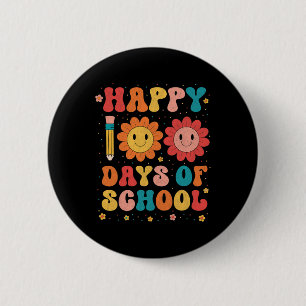 Groovy Teacher Student 100th Day Of School Happy 1 6 Cm Round Badge
