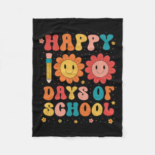 Groovy Teacher Student 100th Day Of School Happy 1 Fleece Blanket