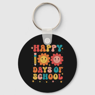 Groovy Teacher Student 100th Day Of School Happy 1 Key Ring