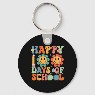 Groovy Teacher Student 100th Day Of School Happy 1 Key Ring