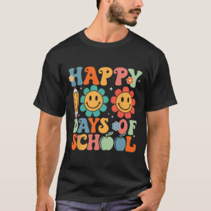 Groovy Teacher Student 100th Day Of School Happy 1 T-Shirt