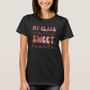 Groovy Teacher Valentine Back To School 100 Days O T-Shirt