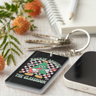 Groovy Teacher Xmas Rockin' Around The Classroom Key Ring