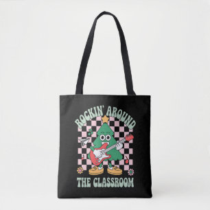 Groovy Teacher Xmas Rockin' Around The Classroom Tote Bag