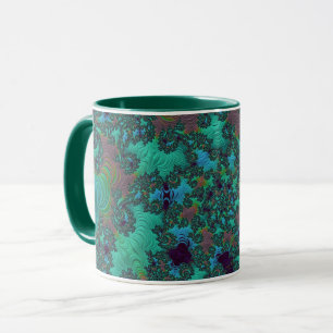 Groovy Teal and Plum Fractal Abstract Art Mug