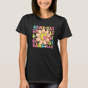 Groovy Tennis Game Day Team Sports Tennis Mom Game T-Shirt