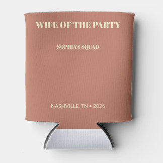Groovy Terracotta Wife of the Party Bachelorette Can Cooler