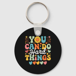 Groovy Test Day Teacher You Can Do Hard Things Men Key Ring
