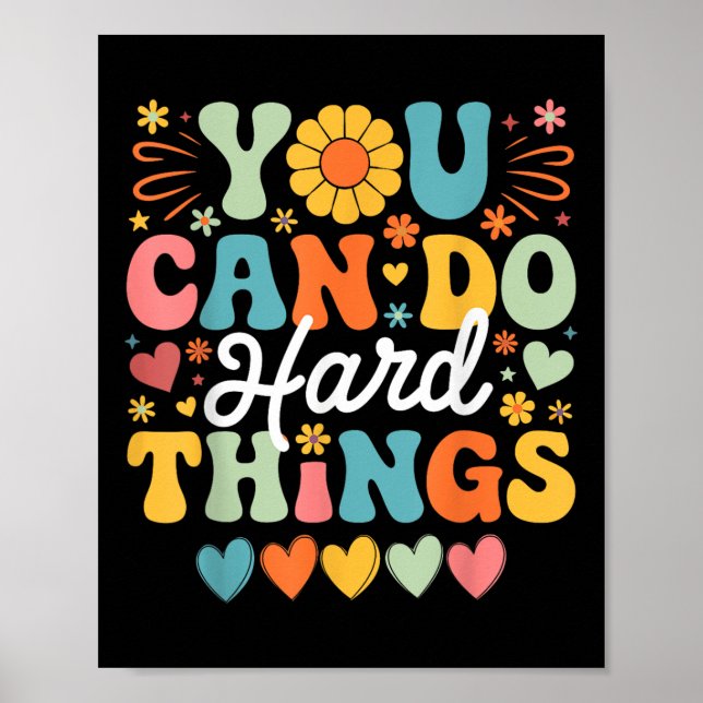 Groovy Test Day Teacher You Can Do Hard Things Men Poster (Front)