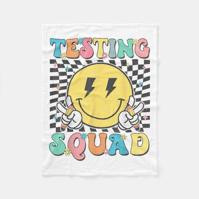Groovy Test Day Testing Squad Motivation Teacher S Fleece Blanket (Front)
