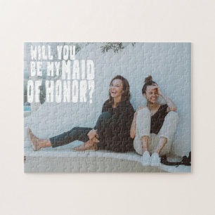 Groovy Text Overlay Maid Honour Photo Proposal Car Jigsaw Puzzle