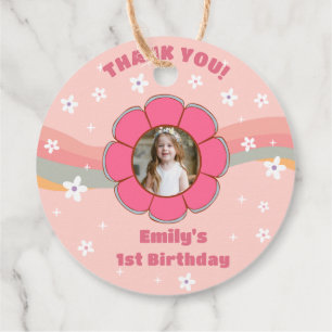 Groovy Thank You Boho Floral Rainbow Favour Tags