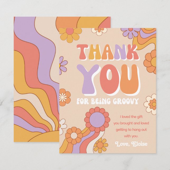 Groovy Thank You Card | Retro Thank You Card (Front/Back)