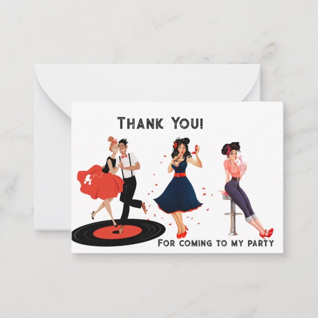 Groovy Thank you retro 1950s Note Card (Front)