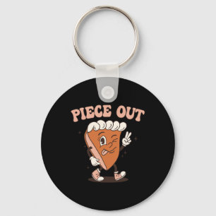 Groovy Thankful Pumpkin Pie Retro Piece Out Thanks Key Ring