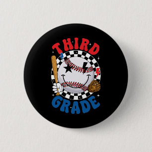 Groovy Third Grade Team Baseball First Day Of Scho 6 Cm Round Badge